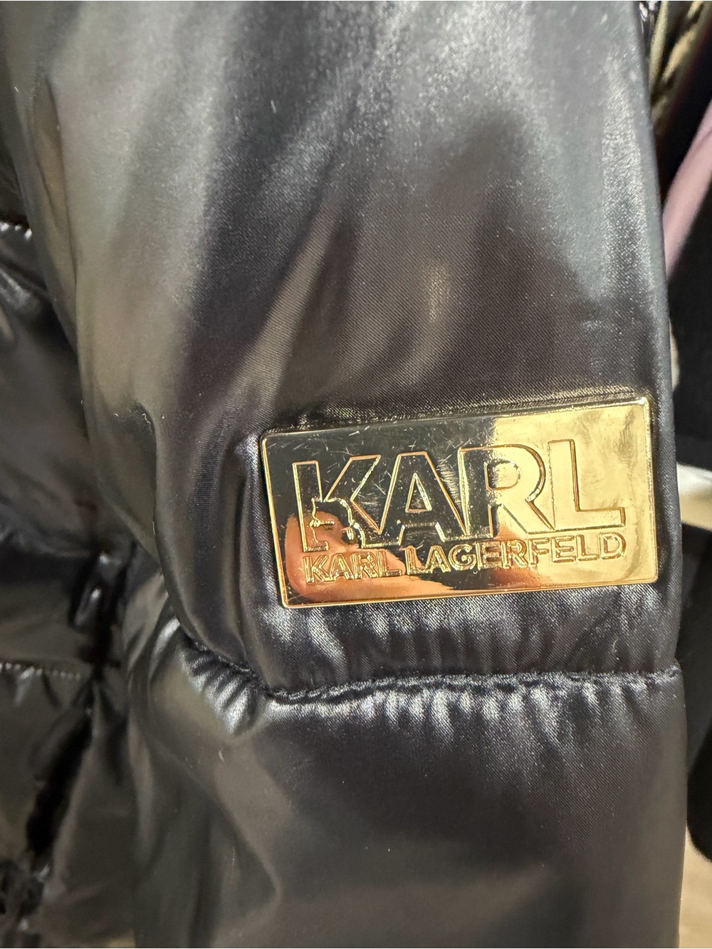 Karl Lagerfield Crop Puffer Bomber Jacket Medium - Picture 9 of 11